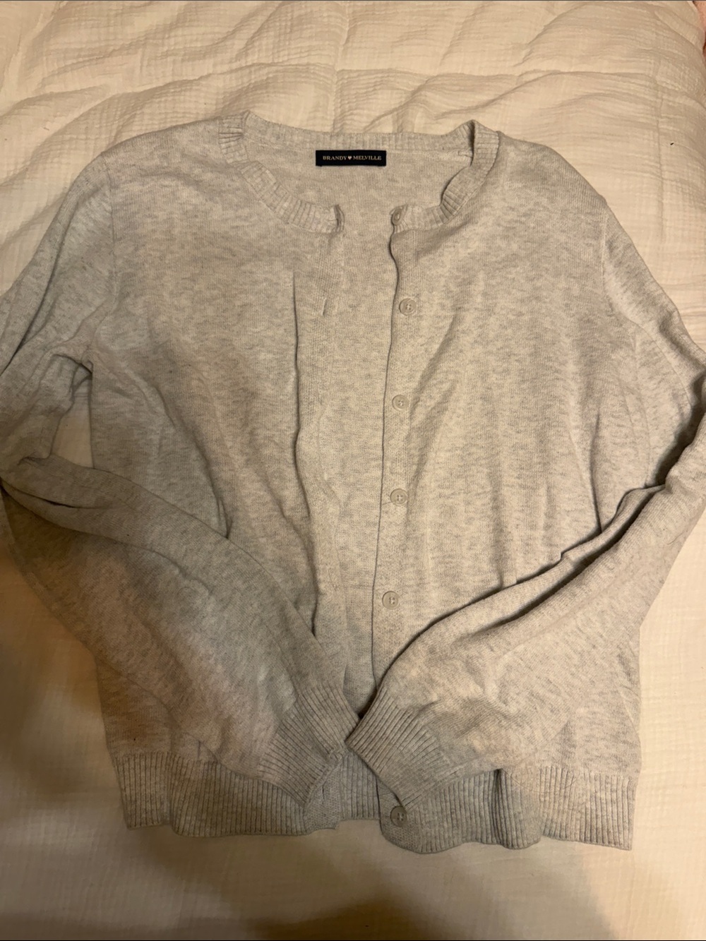 Brandy Melville Light Gray Women's Cardigan Sweater